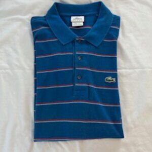 Lacoste polo size 7 blue with red/white stripe
